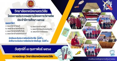 โครงการประกวดผลงานโครงการวิชาชีพ ประจำปีการศึกษา 2567 วิทยาลัยเทคนิคเกษตรวิสัย